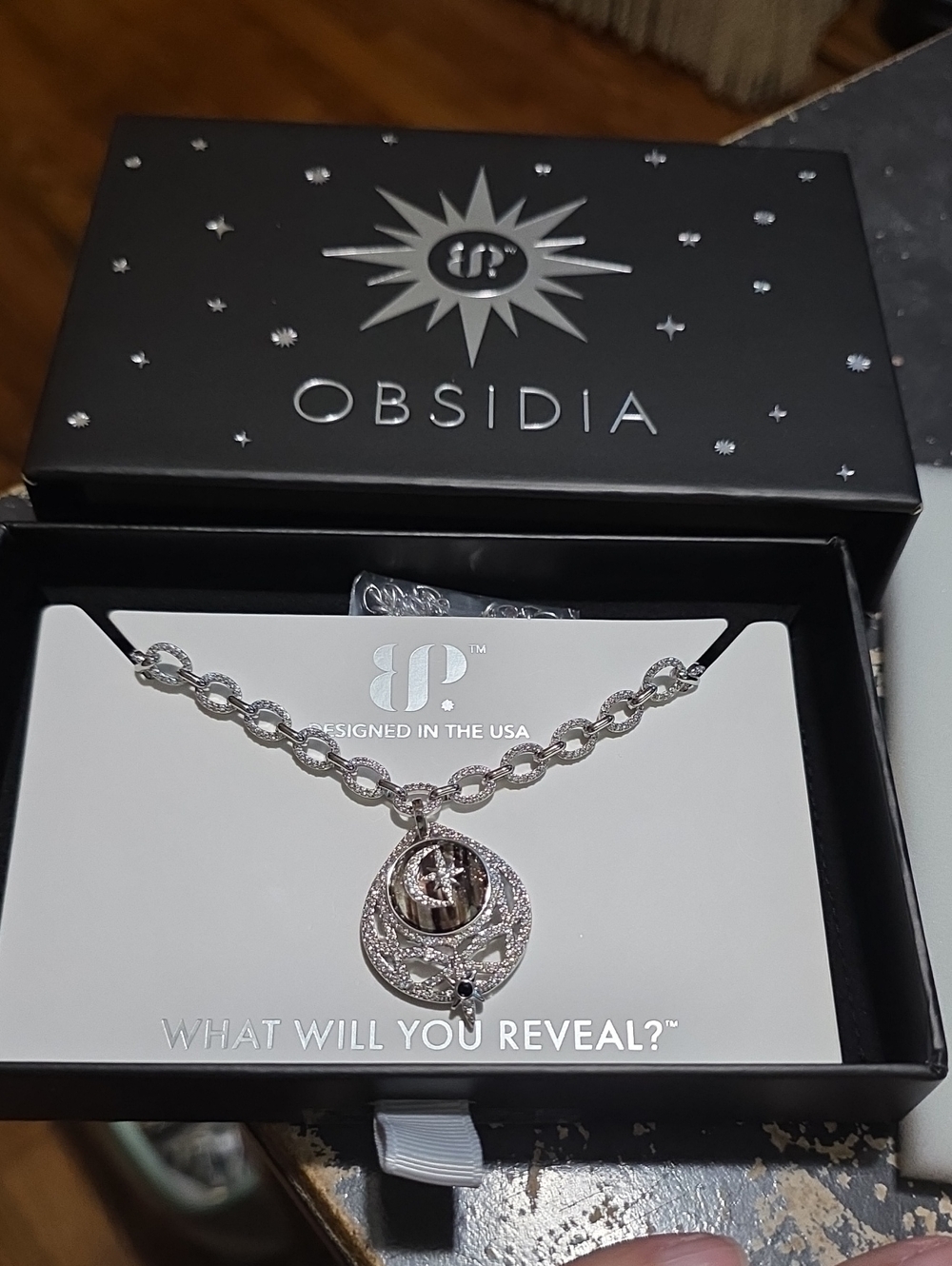Obsidia Silver-Tone Layered Pendant Necklace with Clear Accents